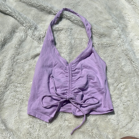 Ambiance Lavender Ruched Halter Crop Top | Y2K Aesthetic Summer Must-Have Small - Picture 1 of 6